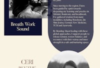 a poster with the words breath work and sound