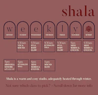 shala's weekly schedule for the month of january