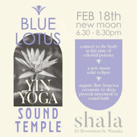 a flyer for blue lotus yoga sound temple