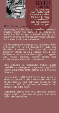 a flyer with the words bath sound journey